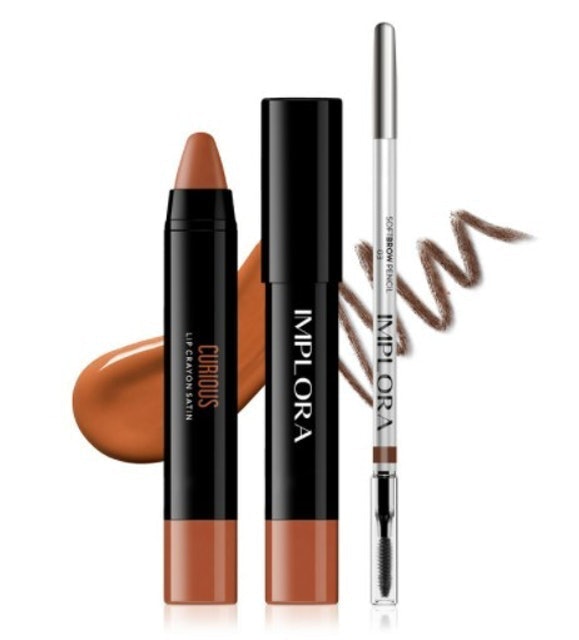 Implora Lip Crayon Satin & Softbrow Pensil Alis 1