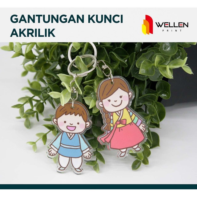 Wellen Print Gantungan Kunci Akrilik Bening 1