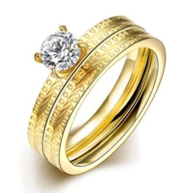 Tiaria Jewelry Cincin Couple Titanium Lapis Emas 18K 1