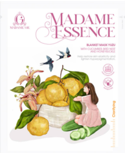 Madame Gie Madame Essence Blanket Mask Yuzu Lemon with Cucumber, Honeysuckle, and Bird Nest  1