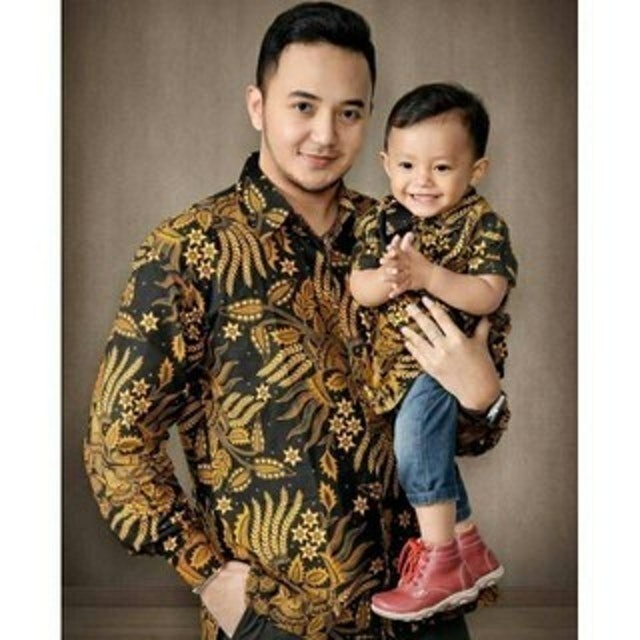 Sarimbit Couple Batik Ayah Anak Motif Manggar Emas 1