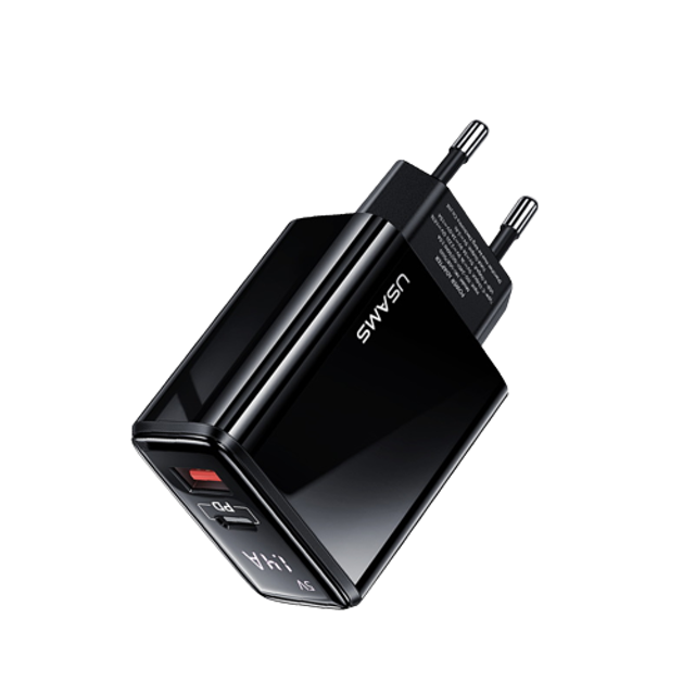 USAMS T40 QCPD Digital Display Fast Charging Dual USB Charger 20W 1