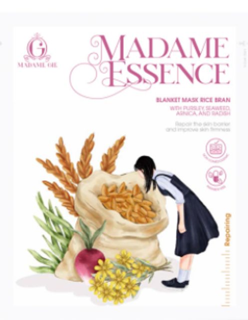 Madame Gie  Madame Essence Blanket Mask Rice Bran with Pursley, Seaweed, Arnica, and Radish  1