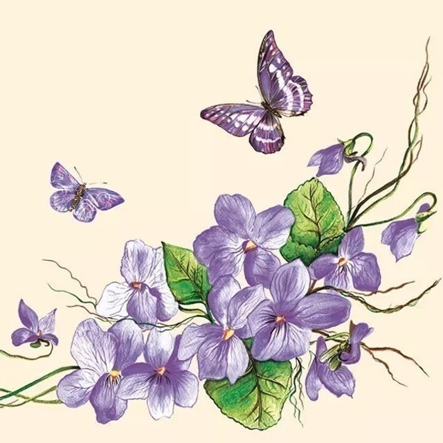 Napkin Decoupage Violet Flowers 1