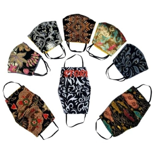 Masker Kain Karet Kuping Motif Batik 3 Lapis 1