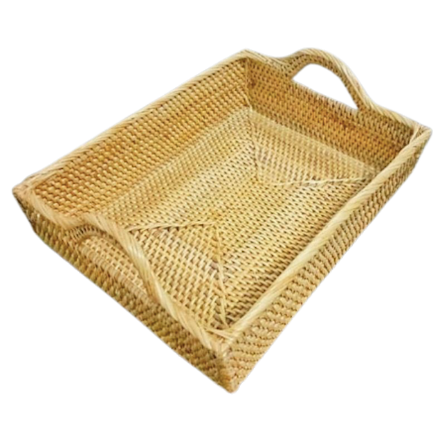 Iketa Nampan Saji Kotak - Handmade Rattan Tray 1