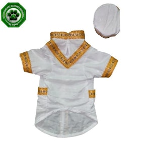 Octagons Pet Clothes Kemeja Koko List Gold Dengan Peci 1