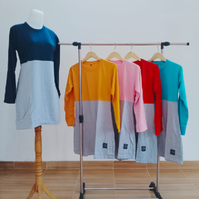Kaos Polos Ala Korea Lengan Panjang Tunik Muslimah 1