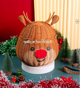 Gabrie Handcraft ROTAN KEPALA RUSA - TEMPAT HAMPERS NATAL / DEKORASI CHRISTMAS 1