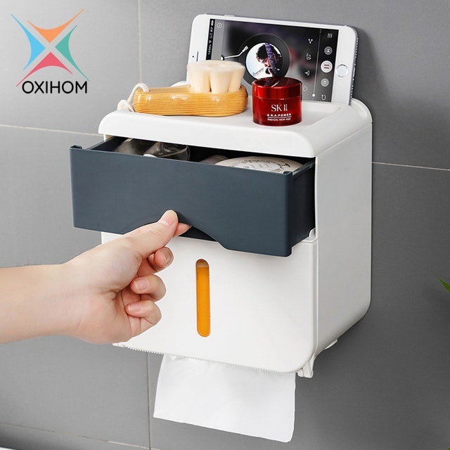 Oxihom Kotak Tempat Tisu Laci Plastik Tempat Tissue Storage HP Holder 1