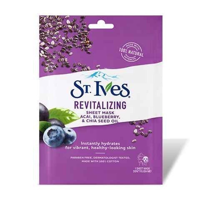 Unilever St. Ives Revitalizing Acai, Blueberry & Chia Seed Oil Sheet Mask 1