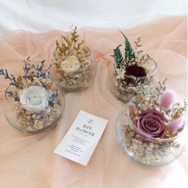 Jefe Flower Terrarium Bowl Preserved Rose / Dried Flower 1
