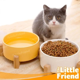 Ceramic Dog Cat Bowl with Wooden Frame 1