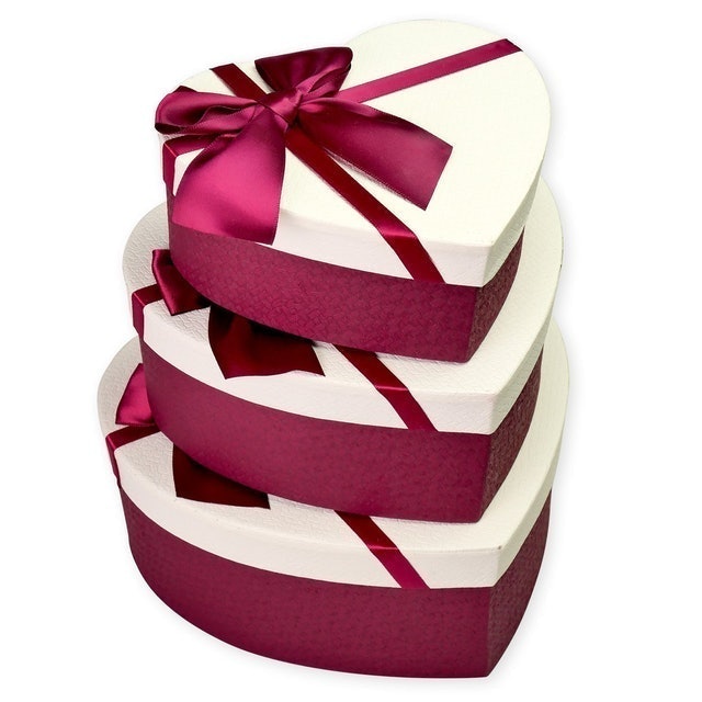 Scoop Ideas Kotak Kado Love Pita Maroon (set-3pcs)  1