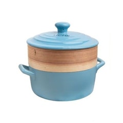UCHII Premium 3in1 Cooking Soup Pot Ceramic w/ Bamboo Food Steamer 2L 1枚目