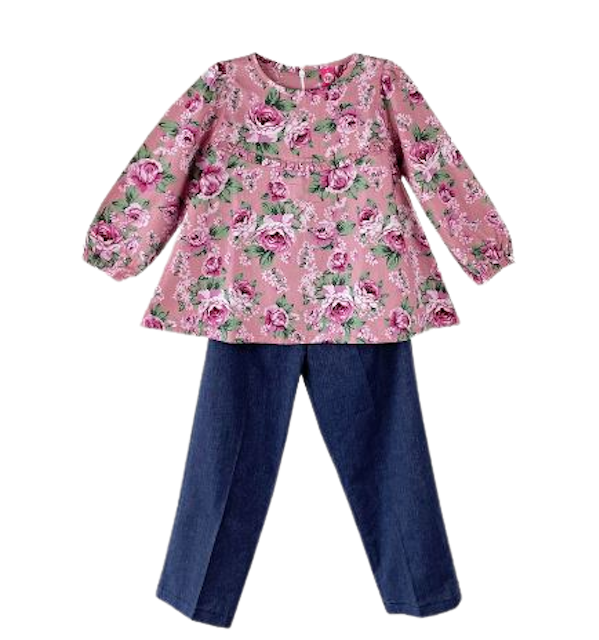 Tunik Anak Perempuan Katun Set Celana Gambar 1