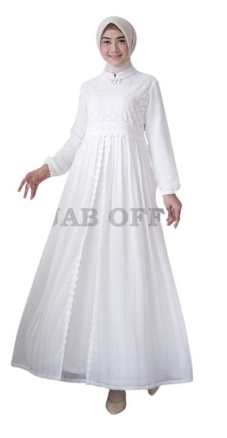 Gamis Plisket Brukat Gambar 1